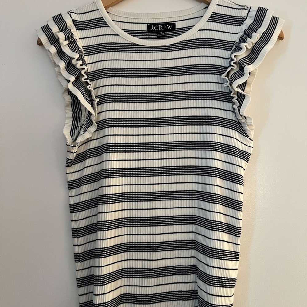 J.Crew Black and White Striped Top